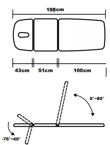 Table de traitement électrique MediSports à 3 sections (noir)