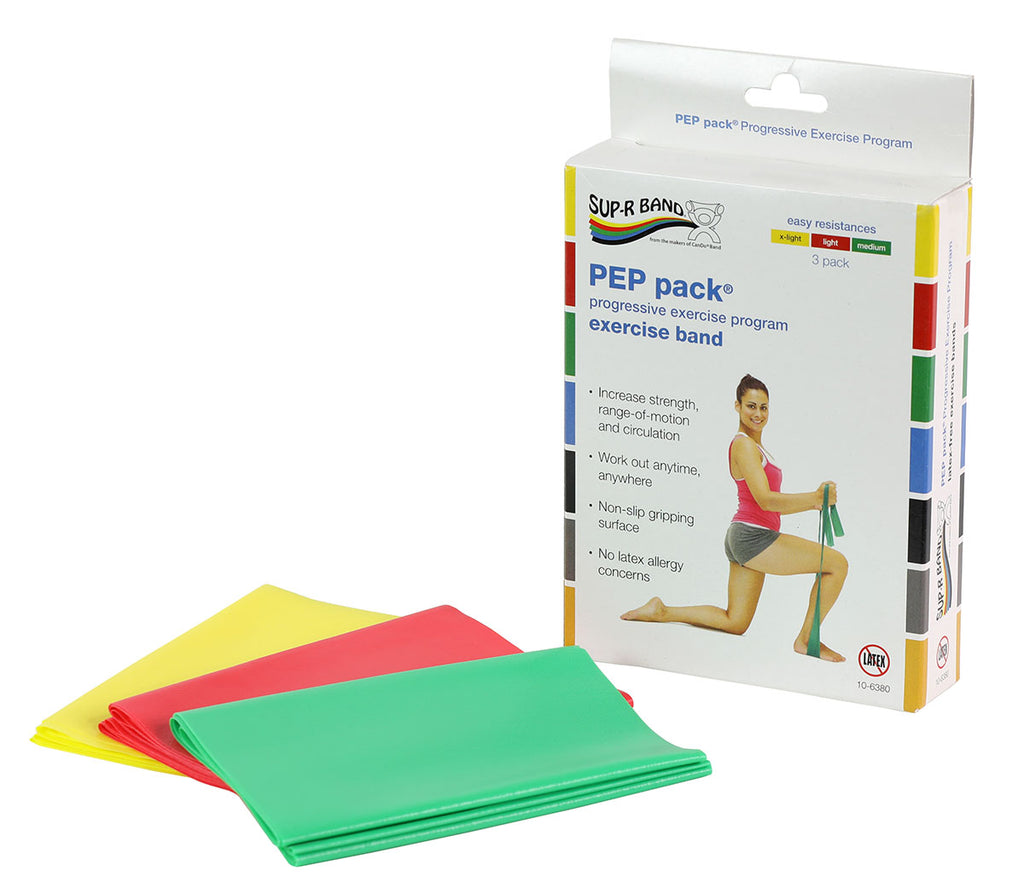 Bande d'exercice CanDo sans latex – Facile (jaune, rouge, vert)