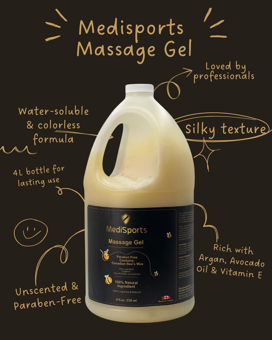 Gel de massage naturel MediSports – 4 litres 