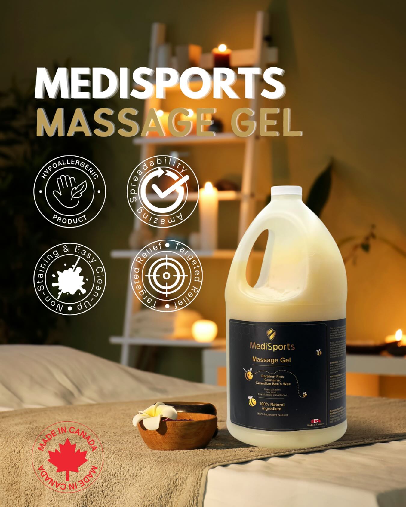 Gel de massage naturel MediSports – 4 litres 