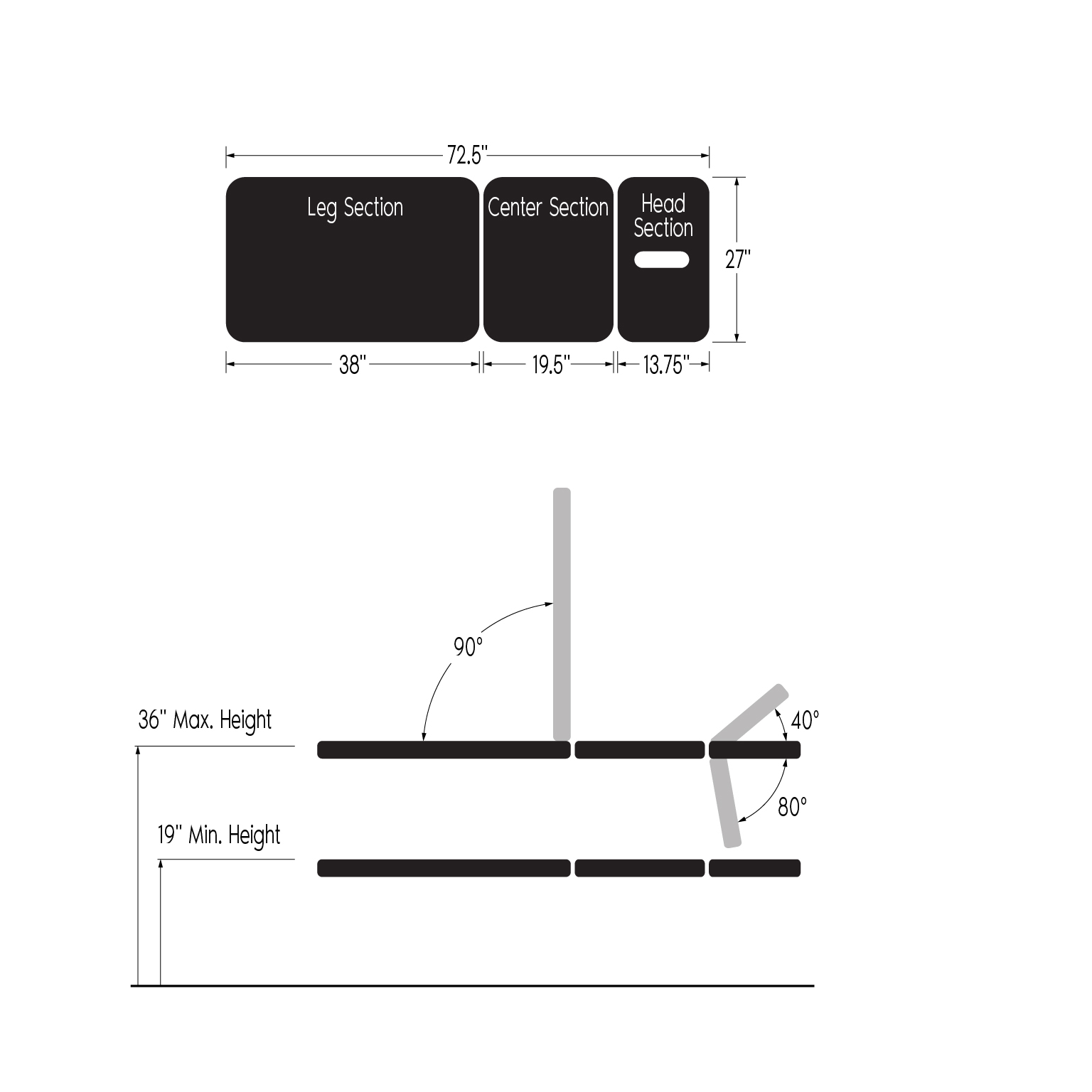 Econo Brava 3 part elevation table