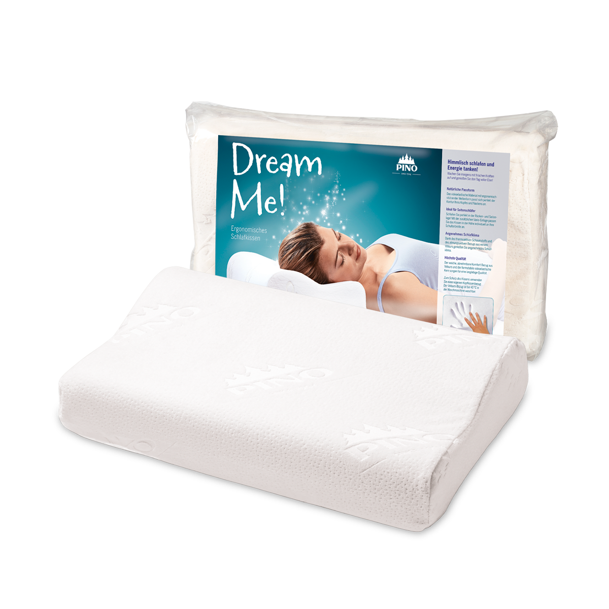 PINO DREAM ME! Ergonomic sleeping pillow (50 x 30 x 11/10/8/7 cm)