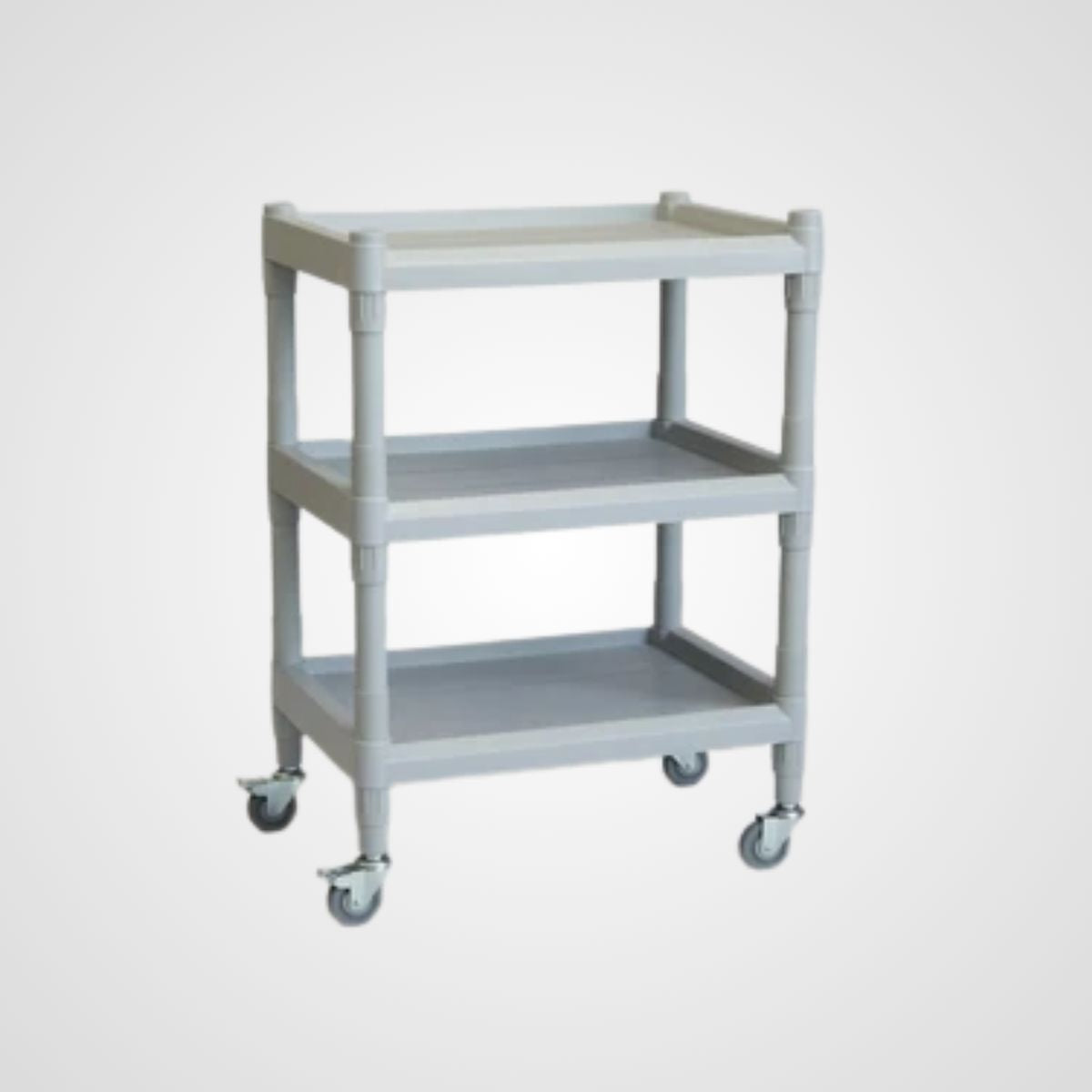 Chariot utilitaire en plastique avec rails latéraux à 2 étagères