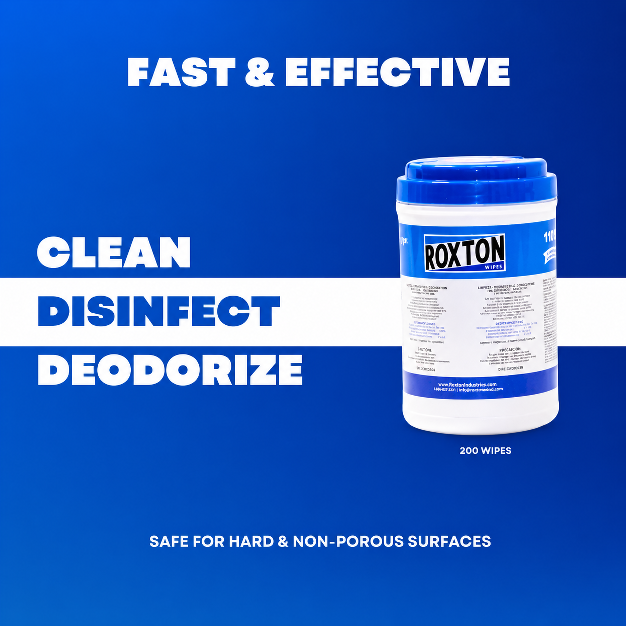 Roxton Embossed Disinfectant Wipes Canister – 200 ct