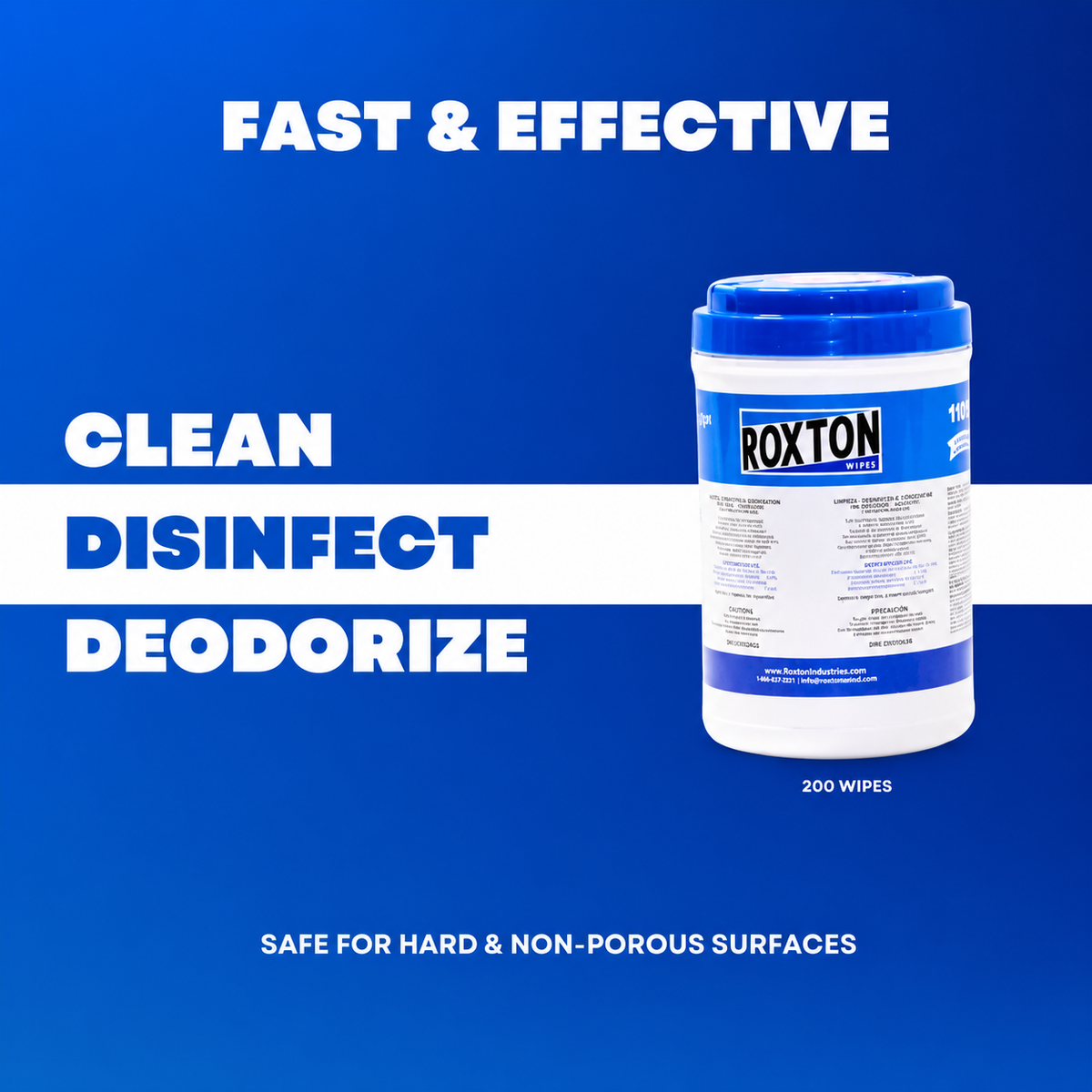Roxton Embossed Disinfectant Wipes Canister – 200 ct