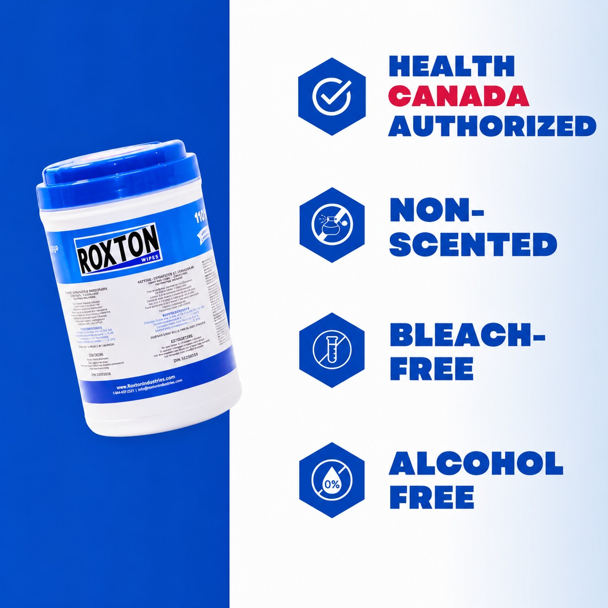 Roxton Embossed Disinfectant Wipes Canister – 200 ct
