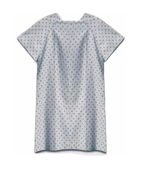 Gown Patient Unisize Straight W/ TIES BLUE SPOTTED