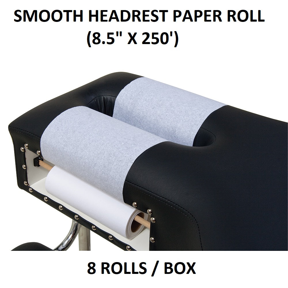 8.5" x 250 Ft Premium Smooth table headrest paper rolls for Massage Table (8 Rolls/Box)