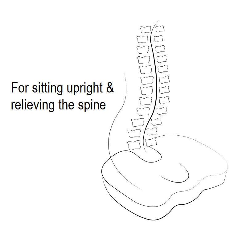 Coussin d'assise ergonomique mousse à mémoire de forme coccyx