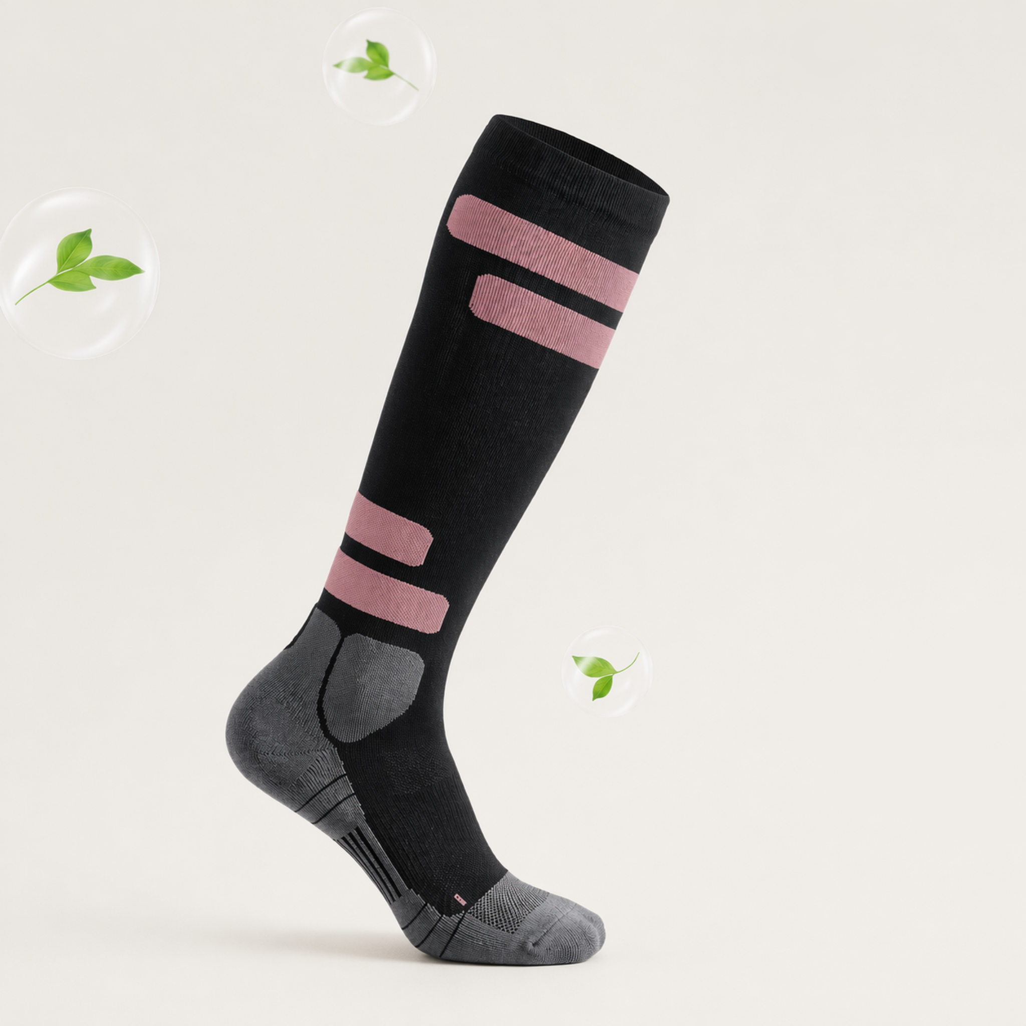 MediSports Ignite Performance Socks (20-30 mmHg) - Black/Dusty Rose