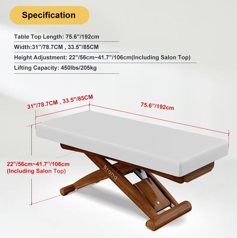 Flat Electric Luxury Spa Table  - Black upholstery and Walnut frame
