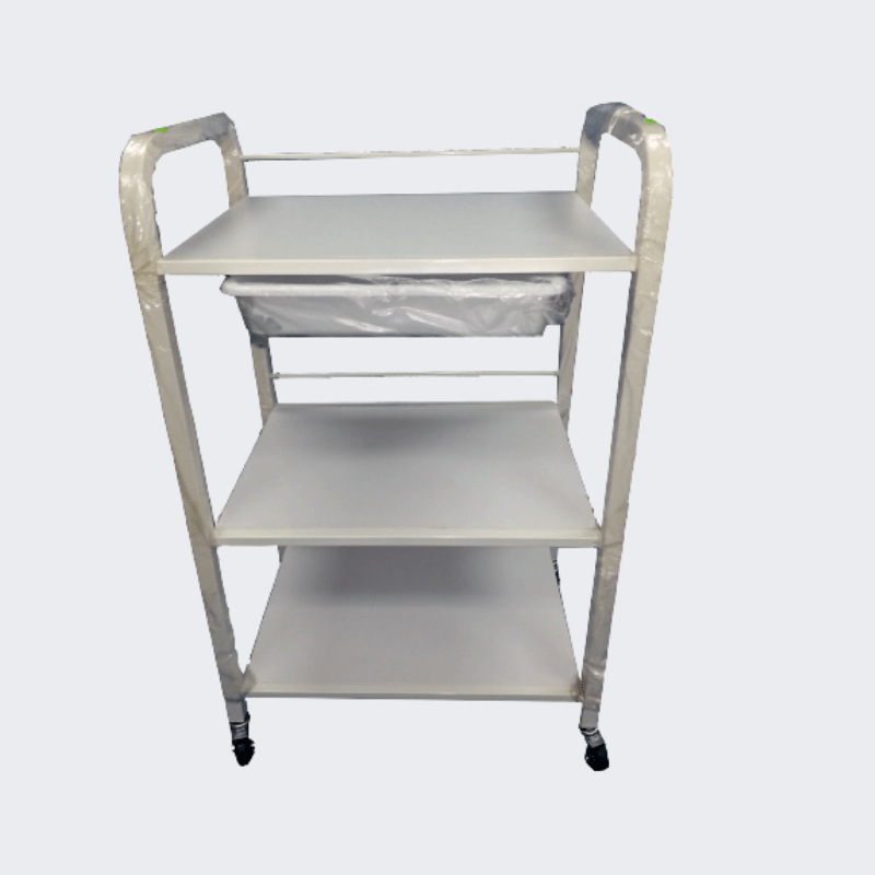 3-Shelves Metal Utility Cart with Drawer - physio supplies canada