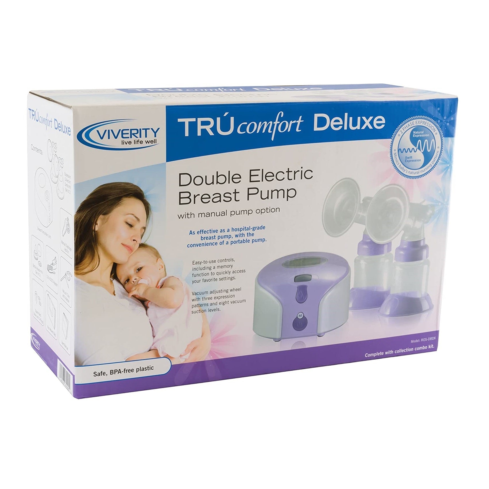 Viverity Deluxe Double Electric Breast Pump with Manual Pump Option - physio supplies canada