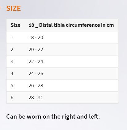 Size Chart for Ankle Supporter in Ontario