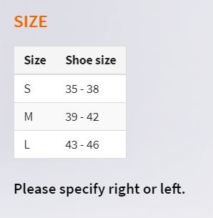Foot Lifting Braces Size chart in Ontario Canada